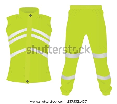 Green  safety vest and pants. vector illustration