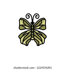 green sage butterfly vector on white background 