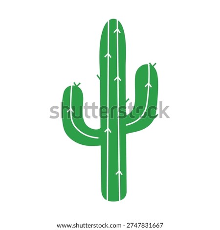 Green saguaro cactus. Isolated on white background. Cactus plant icon. Desert. Vector