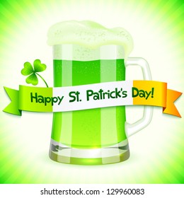 Green Saint Patrick's Day greeting card with pint of green beer