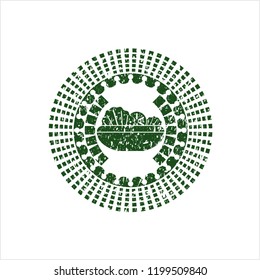 Green salad icon inside rubber stamp