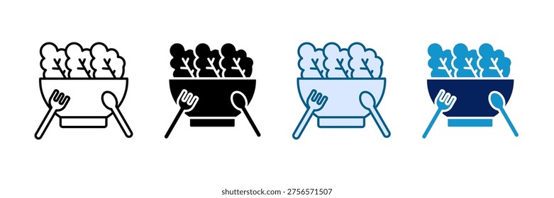 Green Salad Icon Set Multiple Style Collection