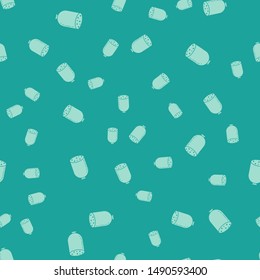 Green Salami sausage icon isolated seamless pattern on green background. Meat delicatessen product.  Vector Illustration