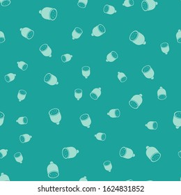 Green Salami sausage icon isolated seamless pattern on green background. Meat delicatessen product.  Vector Illustration
