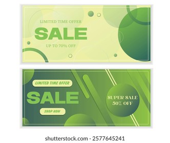 Green Sale Discount Promotion Banners