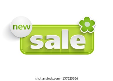 Green sale label with flower