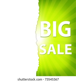Afiche de venta verde, ilustración vectorial