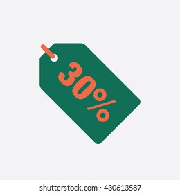 Green Sale Tag Vector Icon 30 Percent