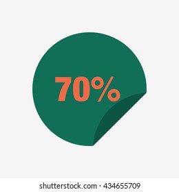 Green Sale Tag Vector Icon 70 Percent, Tag Sale Vector