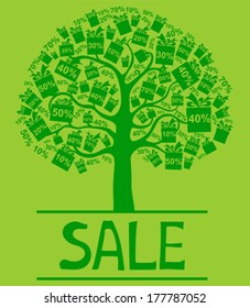 Green Sale tree. Vector illustration
