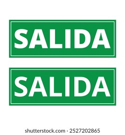 Green salida signs on a white background (trad exit)