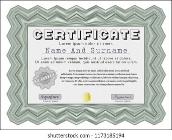 Green Sample Certificate. Beauty design. With linear background. Vector illustration. 