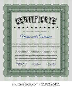 Green Sample Certificate. Beauty design. With complex linear background. Detailed. 