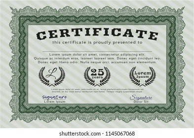 Green Sample Certificate. Complex background. Detailed. Modern design. 