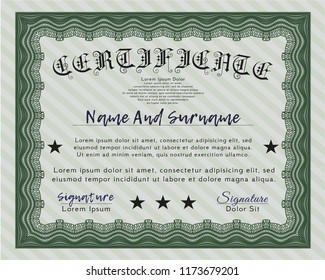 Green Sample Certificate. With complex background. Elegant design. Customizable, Easy to edit and change colors. 