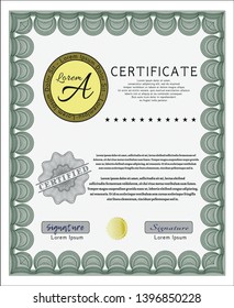 Green Sample Certificate. With complex background. Detailed. Money design. 