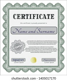 Green Sample Certificate. Customizable, Easy to edit and change colors. With guilloche pattern. Elegant design. 