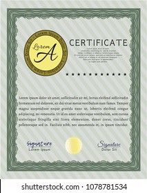  Green Sample Certificate. Detailed. With complex background. Sophisticated design. 
