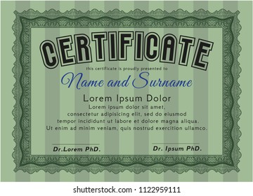 Green Sample Certificate. Detailed. Easy to print. Elegant design. 