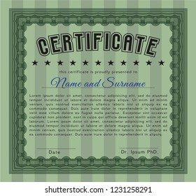 Green Sample Certificate. Detailed. Easy to print. Sophisticated design. 
