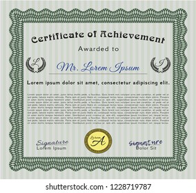 Green Sample Certificate. Detailed. With great quality guilloche pattern. Money Pattern. 