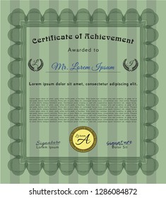 Green Sample Certificate. Detailed. With linear background. Sophisticated design. 