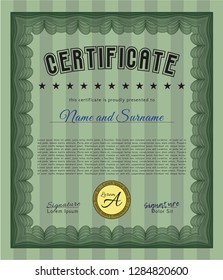 Green Sample Certificate. Detailed. With quality background. Money style design. 