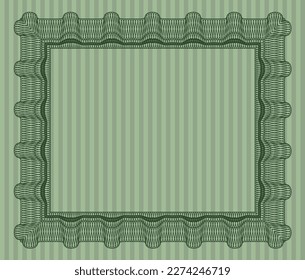 Certificado o diploma de muestra verde.  Diseño artístico.  Con fondo lineal.  Personalizable, fácil de editar y cambiar los colores. 