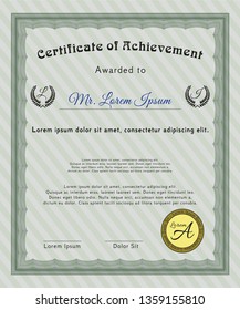 Green Sample certificate or diploma. With background. Detailed. Money design. 