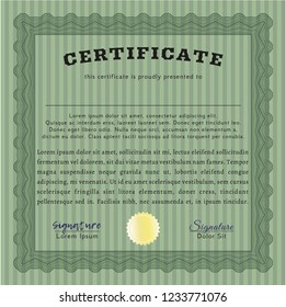 Green Sample certificate or diploma. With complex background. Customizable, Easy to edit and change colors. Retro design. 