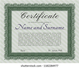Green Sample certificate or diploma. Detailed. With complex background. Superior design. 
