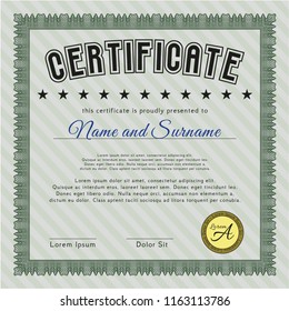Green Sample certificate or diploma. Excellent design. Detailed. With quality background. 