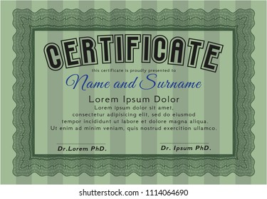  Green Sample certificate or diploma. Nice design. Detailed. Easy to print. 