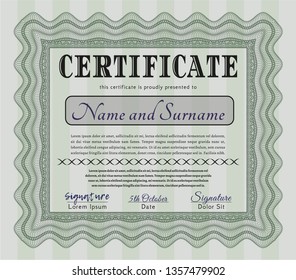 Green Sample certificate or diploma. With quality background. Good design. Detailed. 
