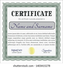 Green Sample certificate or diploma. With quality background. Beauty design. Customizable, Easy to edit and change colors. 