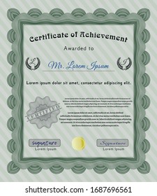 Green Sample certificate or diploma. Retro design. Detailed. Easy to print. 