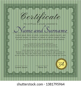 Green Sample Certificate. Easy to print. Customizable, Easy to edit and change colors. Artistry design. 