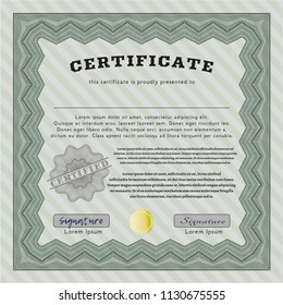 Green Sample Certificate. Good design. With complex linear background. Vector illustration. 