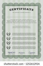Green Sample Certificate. With great quality guilloche pattern. Customizable, Easy to edit and change colors. Beauty design. 