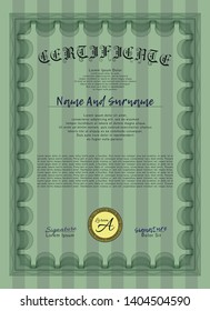 Green Sample Certificate. With great quality guilloche pattern. Elegant design. Customizable, Easy to edit and change colors. 