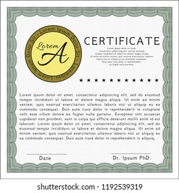 Green Sample Certificate. With guilloche pattern and background. Beauty design. Detailed. 