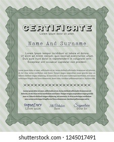 Green Sample Certificate. With guilloche pattern. Retro design. Customizable, Easy to edit and change colors. 