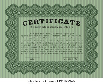Green Sample Certificate. With linear background. Sophisticated design. Customizable, Easy to edit and change colors. 
