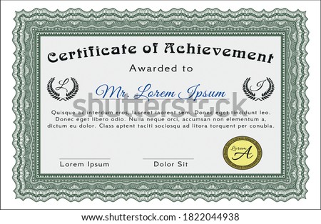 Green Sample Certificate.  Modern design.  Easy to print.  Customizable, Easy to edit and change colors. 