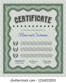 Green Sample Certificate. Money design. With guilloche pattern and background. Customizable, Easy to edit and change colors. 