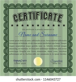 Green Sample Certificate. Money Pattern design. Vector illustration. With guilloche pattern. 