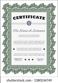Green Sample Certificate. Money Pattern. Detailed. With guilloche pattern and background. 