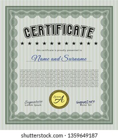 Green Sample Diploma. Artistry design. Detailed. With quality background. 