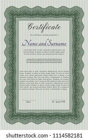 Green Sample Diploma. With background. Customizable, Easy to edit and change colors. Sophisticated design. 