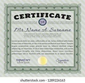 Green Sample Diploma. With background. Detailed. Money design. 